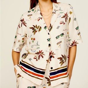 Like new Scotch & Soda printed camp linen shirt